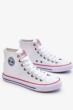 Damskie Klasyczne Wysokie Trampki Big Star T274026 Białe