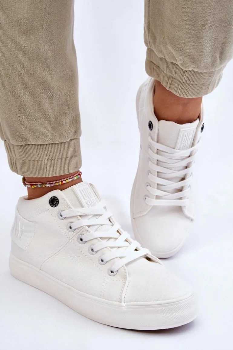 Damskie Klasyczne Wysokie Trampki Big Star LL274002 Białe