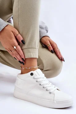 Damskie Klasyczne Wysokie Trampki Big Star LL274002 Białe