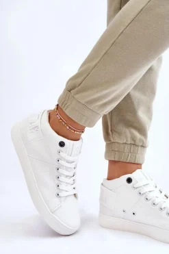 Damskie Klasyczne Wysokie Trampki Big Star LL274002 Białe