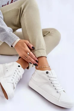 Damskie Klasyczne Wysokie Trampki Big Star LL274002 Białe