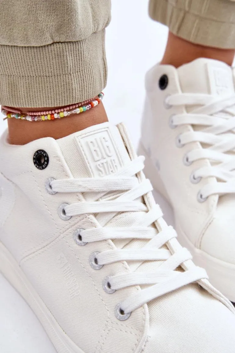 Damskie Klasyczne Wysokie Trampki Big Star LL274002 Białe