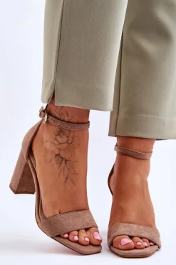 Damskie Klasyczne Zamszowe Sandały Brązowe Passo