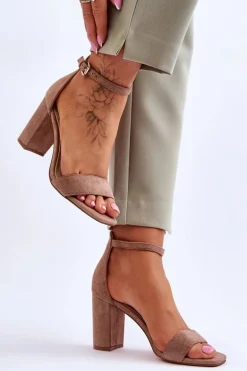 Damskie Klasyczne Zamszowe Sandały Brązowe Passo