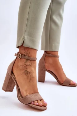 Damskie Klasyczne Zamszowe Sandały Brązowe Passo