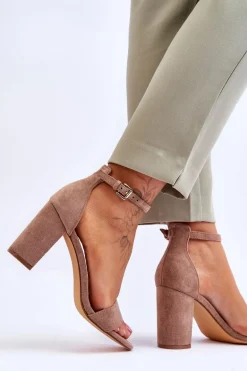 Damskie Klasyczne Zamszowe Sandały Brązowe Passo