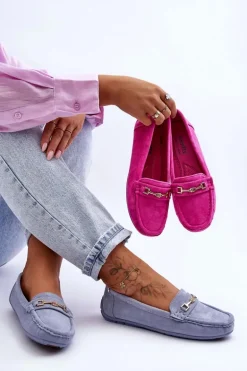 Damskie Klasyczne Zamszowe Mokasyny Niebieskie Corinell