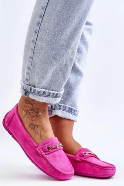 Damskie Klasyczne Zamszowe Mokasyny Różowe Corinell