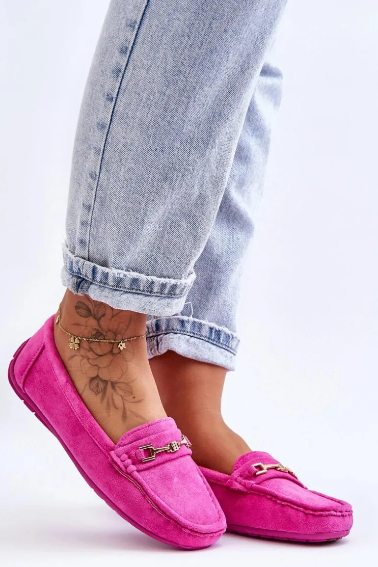 Damskie Klasyczne Zamszowe Mokasyny Różowe Corinell