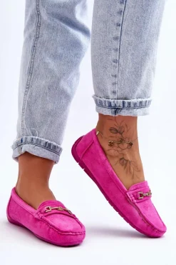 Damskie Klasyczne Zamszowe Mokasyny Różowe Corinell