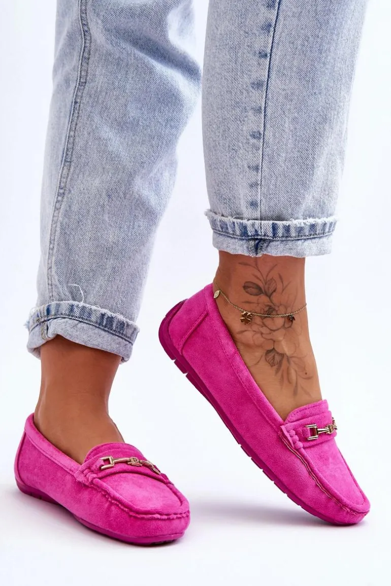 Damskie Klasyczne Zamszowe Mokasyny Różowe Corinell