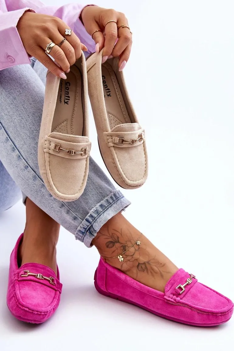 Damskie Klasyczne Zamszowe Mokasyny Różowe Corinell