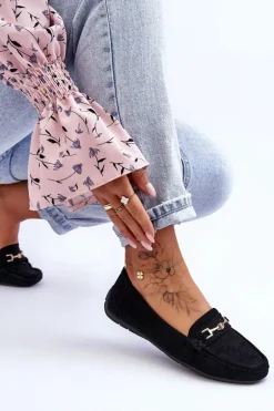 Damskie Klasyczne Zamszowe Mokasyny Czarne Corinell