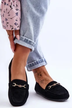 Damskie Klasyczne Zamszowe Mokasyny Czarne Corinell