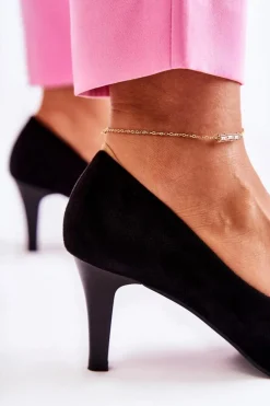 Damskie Klasyczne Zamszowe Czółenka Czarne Semprella