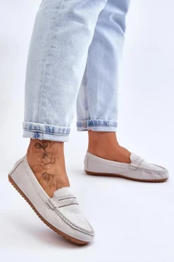 Damskie Klasyczne Zamszowe Mokasyny Szare Ivana