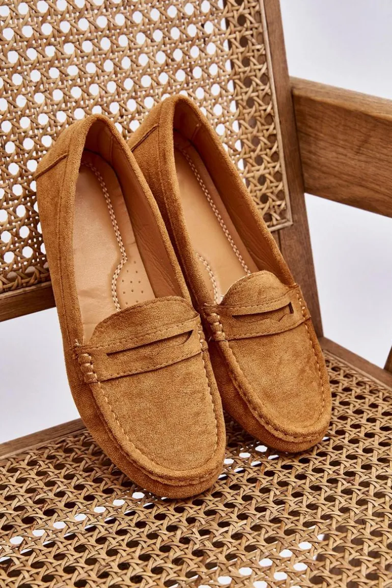 Damskie Klasyczne Zamszowe Mokasyny Camel Ivana