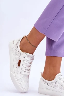 Damskie Koronkowe Tenisówki BIG STAR W274925 Białe