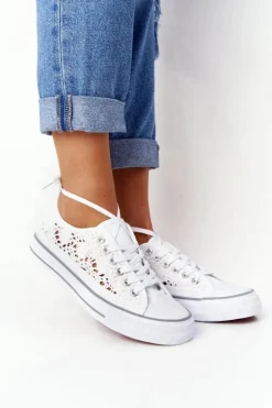 Damskie Koronkowe Trampki Białe Candice