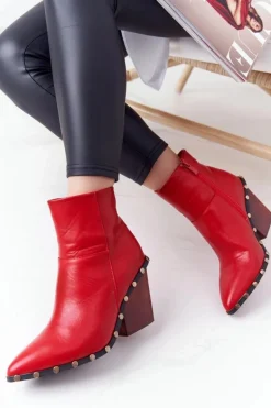 Damskie Kowbojskie Botki Na Obcasie Lu Boo Czerwone