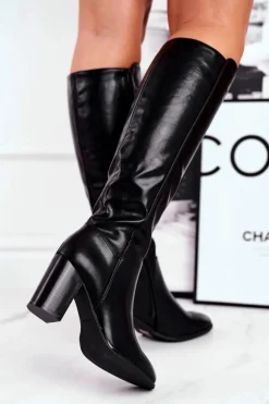 Damskie kozaki do kolana Sergio Leone czarne KZ278