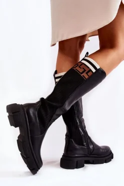 Damskie Kozaki Do Kolana Czarne Kathrin