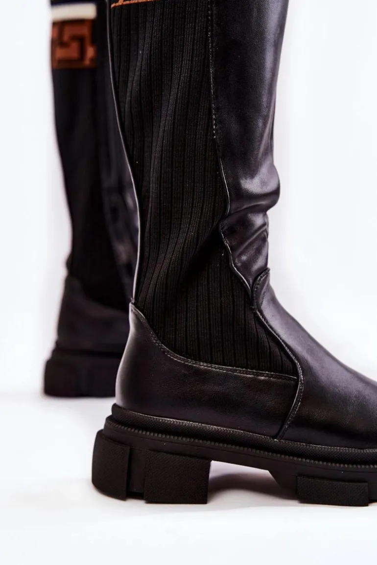 Damskie Kozaki Do Kolana Czarne Kathrin