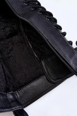 Damskie Kozaki Glany Z Nerką Sznurowane Czarne Lillien