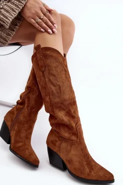 Damskie Kozaki Kowbojki Na Słupku Camel Sloana