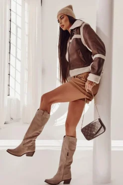 Damskie Kozaki Na Obcasie Lewski Shoes 3235 Cappucino