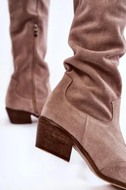 Damskie Kozaki Na Obcasie Lewski Shoes 3235 Cappucino