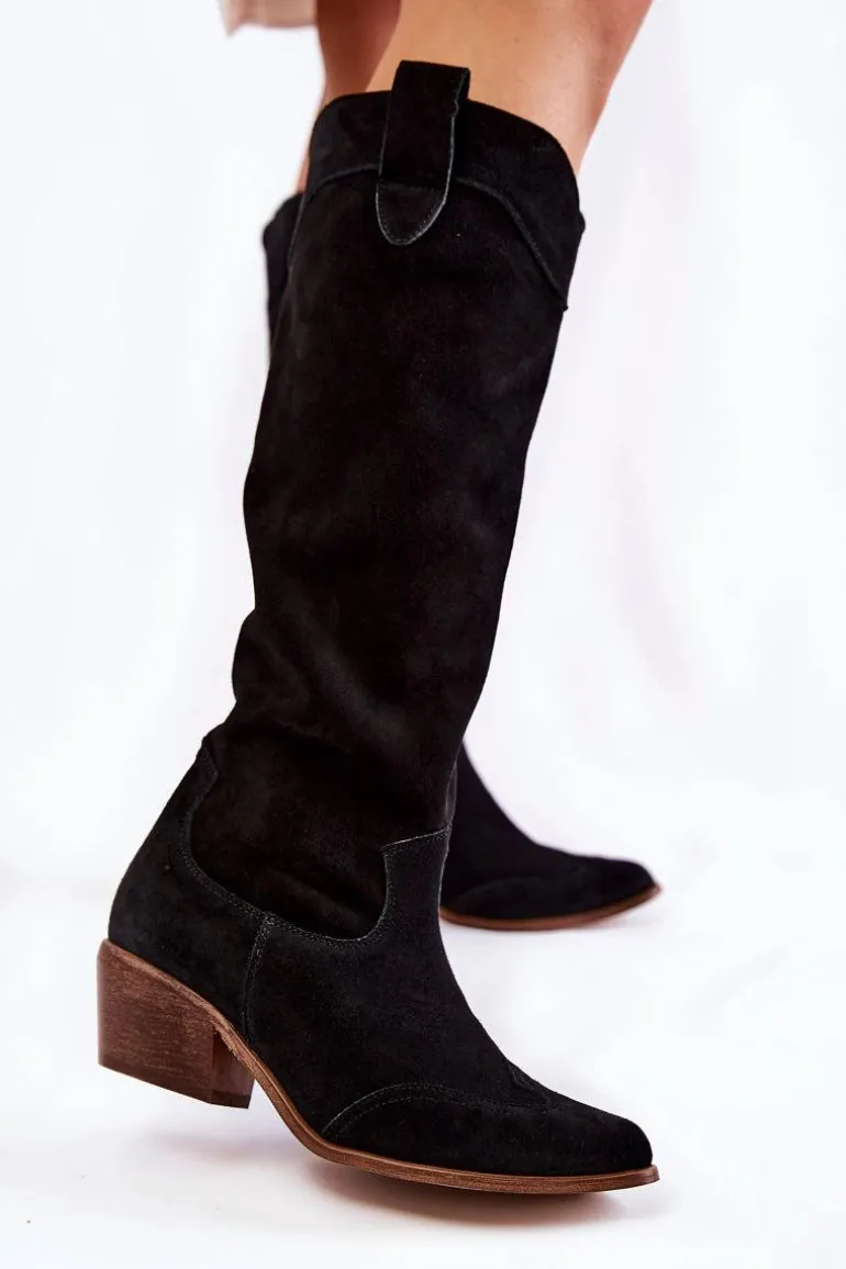 Damskie Kozaki Na Obcasie Lewski Shoes 3235 Czarne