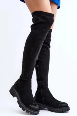 Damskie Kozaki Na Płaskim Obcasie Za Kolano La.Fi 270068B-SU Czarne