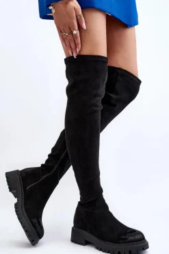 Damskie Kozaki Na Płaskim Obcasie Za Kolano La.Fi 270068B-SU Czarne