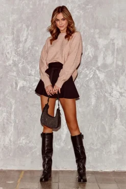 Damskie Kozaki Na Płaskim Obcasie Z Marszczoną Cholewką Czarne Tercella