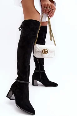 Damskie Kozaki Na Słupku Za Kolano D&A MR870-65 Czarne