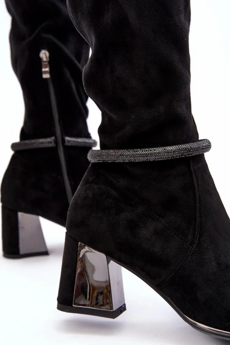 Damskie Kozaki Na Słupku Za Kolano D&A MR870-65 Czarne