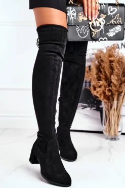 Damskie kozaki Sergio Leone lycra czarne KZ281