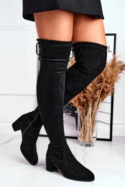 Damskie kozaki Sergio Leone lycra czarne KZ281