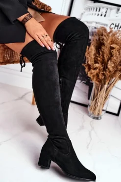 Damskie kozaki Sergio Leone lycra czarne KZ281