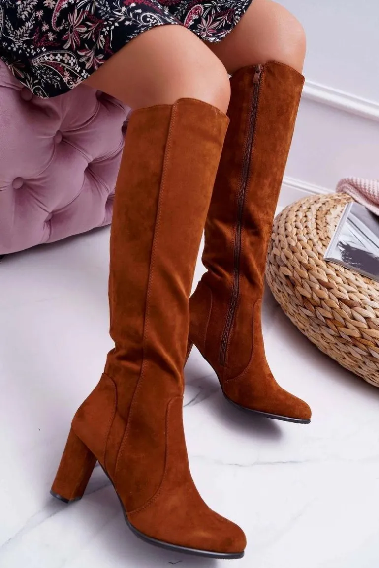 Damskie Kozaki Sergio Leone Zamszowe Camel KZ275