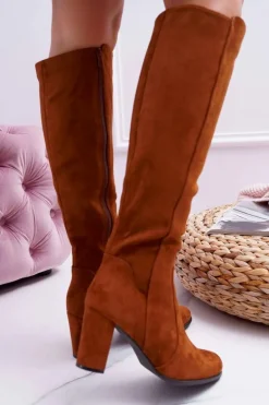 Damskie Kozaki Sergio Leone Zamszowe Camel KZ275