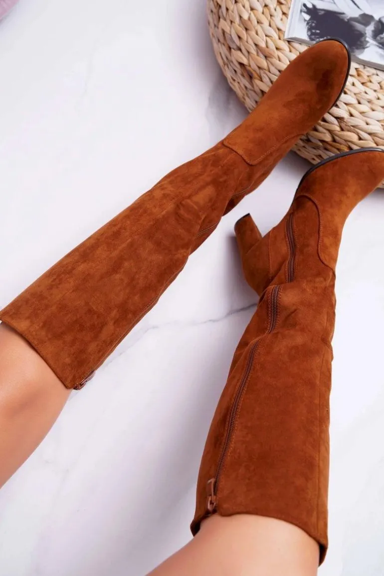 Damskie Kozaki Sergio Leone Zamszowe Camel KZ275