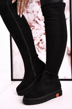 Damskie Kozaki Za Kolano Zamszowe Czarne Gracelyn