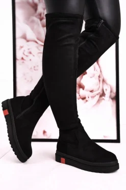Damskie Kozaki Za Kolano Zamszowe Czarne Gracelyn