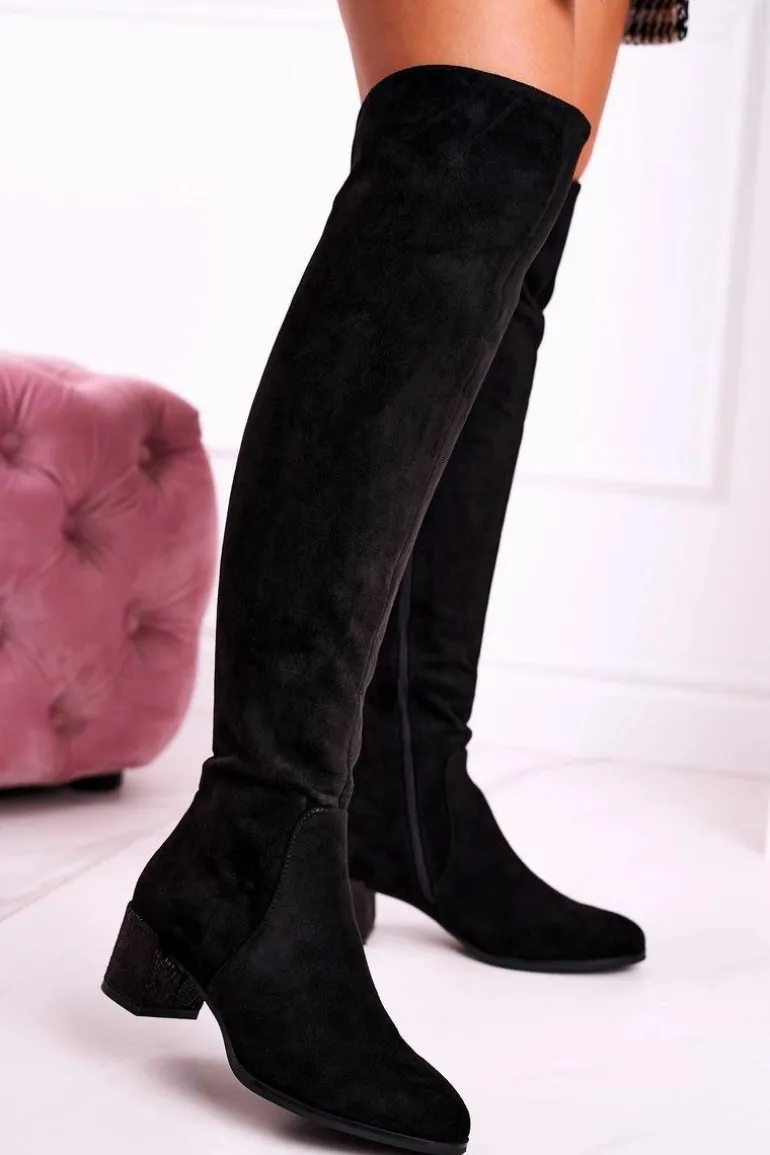 Damskie kozaki zamszowe Sergio Leone czarne KZ299