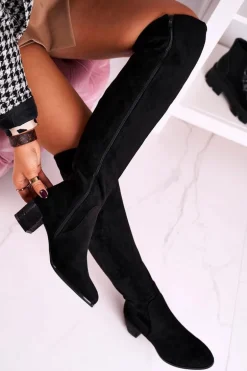 Damskie kozaki zamszowe Sergio Leone czarne KZ299