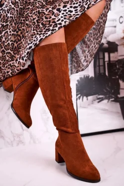 Damskie kozaki zamszowe Sergio Leone camel KZ273