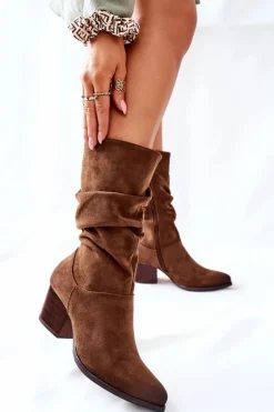 Damskie Kozaki Zamszowe Vinceza 58597 Brązowe