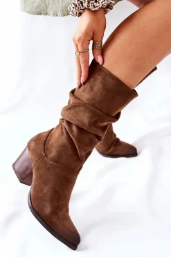 Damskie Kozaki Zamszowe Vinceza 58597 Brązowe